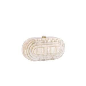 NEW ART DECO women's oval clutch bag in pearl